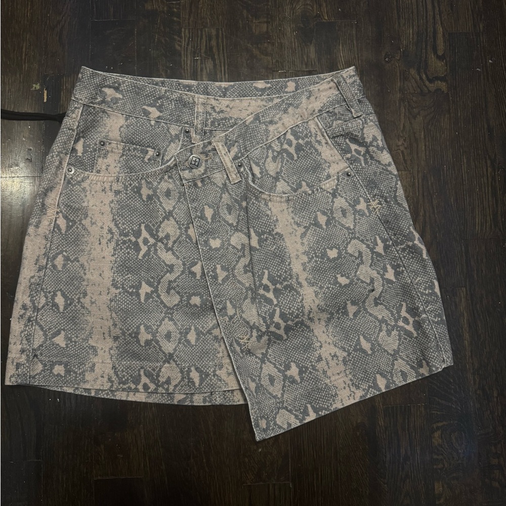 Ksubi Snakeskin Wrapstyle Assymmetrical Skirt